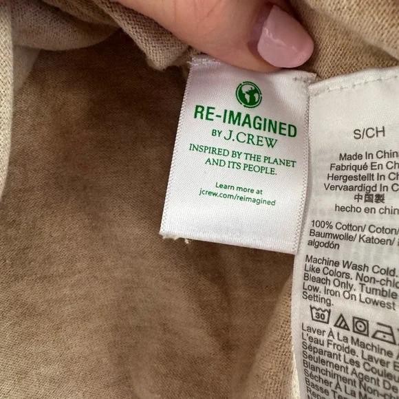 J. Crew Factory Cotton Teddie, heather light khaki, small. Fresh from drycleaner - Picture 11 of 14